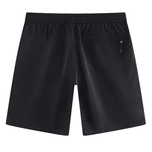 maamgic 7 Inch Metallic Sheen Packable Mens Swim Trunks - Mens Bathing Suit Quick Dry Fashion Zipper Pockets Swimwear Black-Black