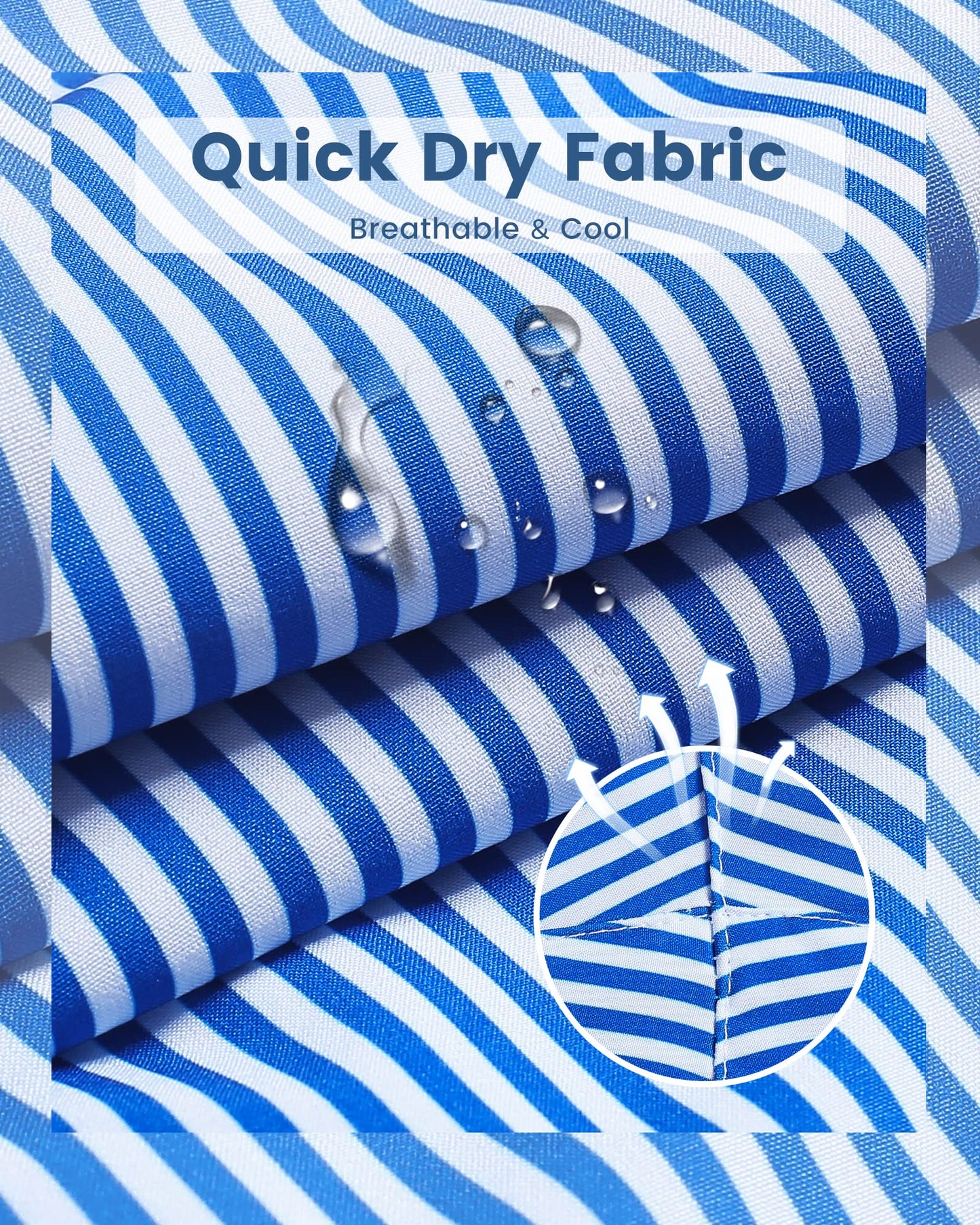 maamgic Mens Swim Trunks with Compression Liner 5 Inch, Quick Dry Bathing Suit with Zipper Pockets, Stretch No-Chafing Swim Shorts, Blue White Stripe Medium